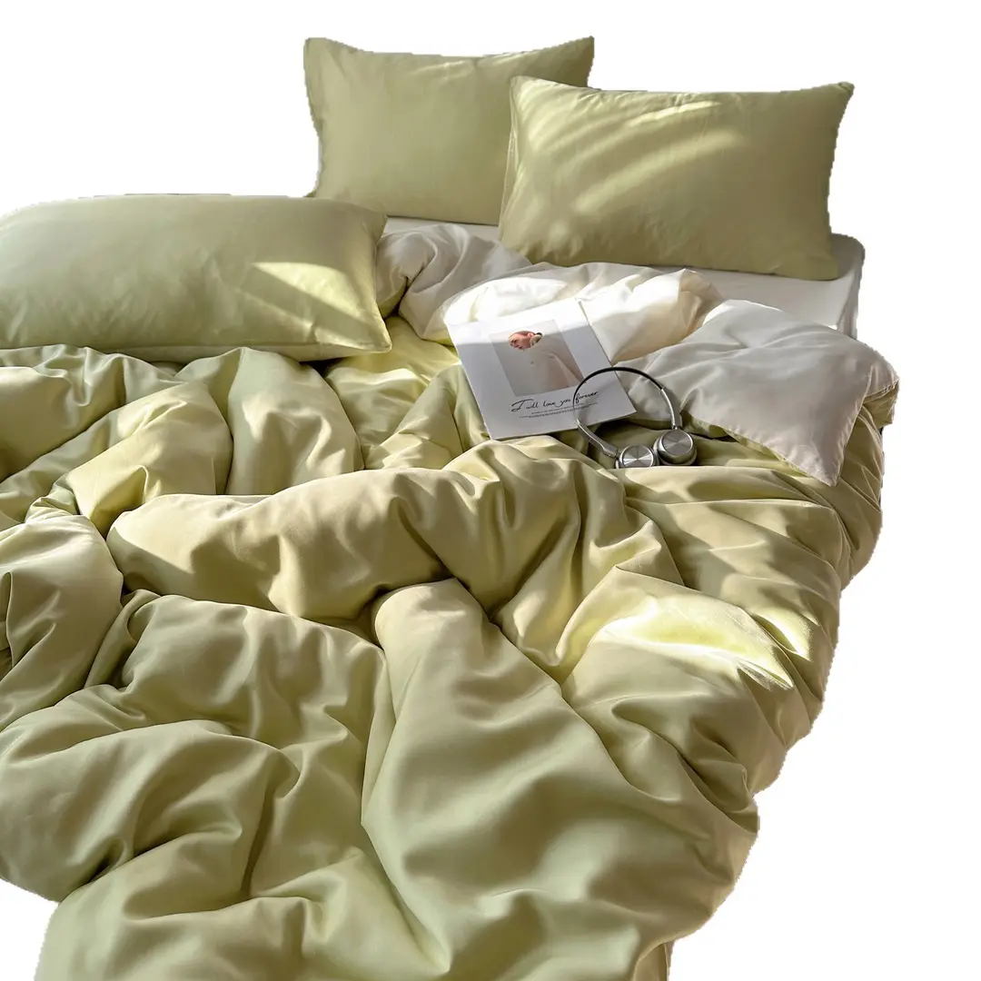 2026 New Ice Silk Four-Piece Set, Skin-Friendly and Comfortable, Suitable for Home Bedroom and Student Dormitory, Bed Sheet and Duvet Cover, Machine Washable