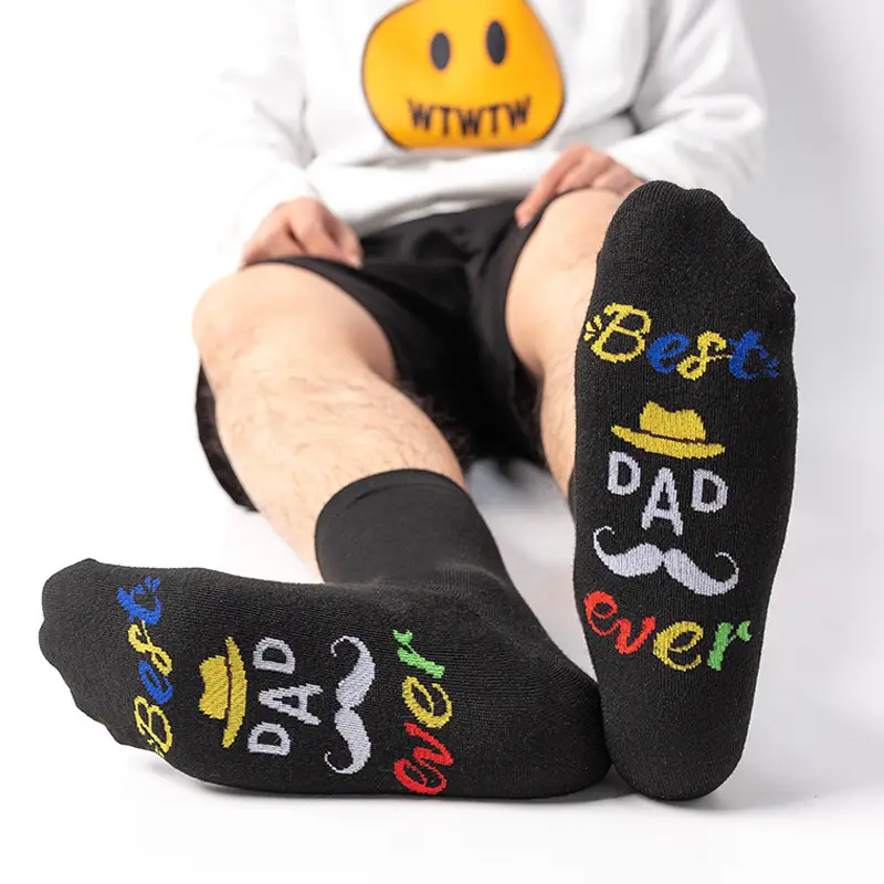 In-Stock German Series Casual Socks with Colorful Letter Jacquard on the Sole, Fun and Creative Gift Socks for the European and American Market