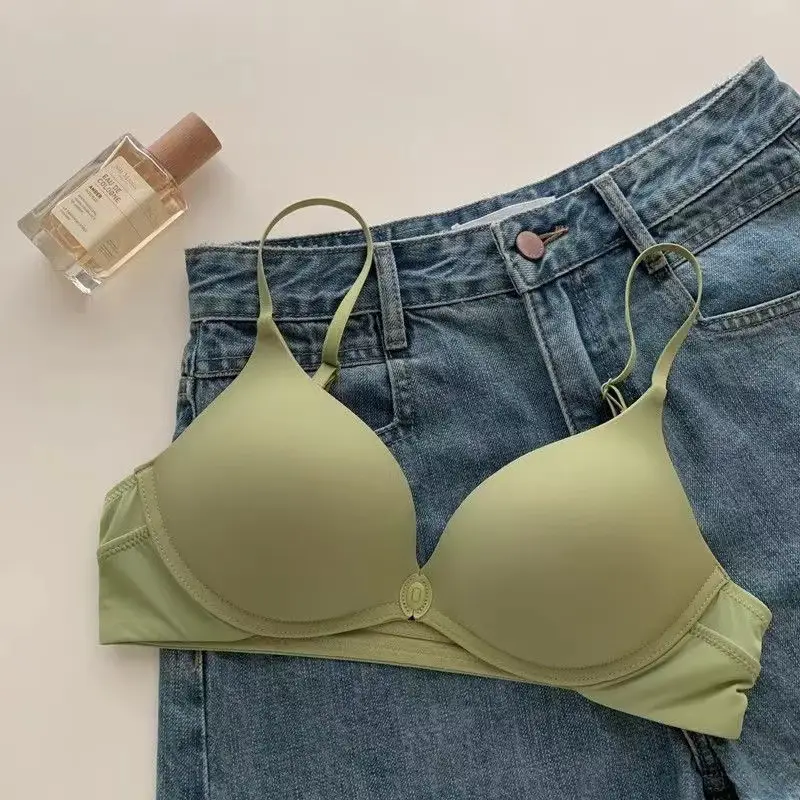 Youthful Nylon Front-Clasp Push-Up Bra, Seamless, for Small Busts, No Empty Cups, Deep Backless, Beautiful Back, Summer Bra