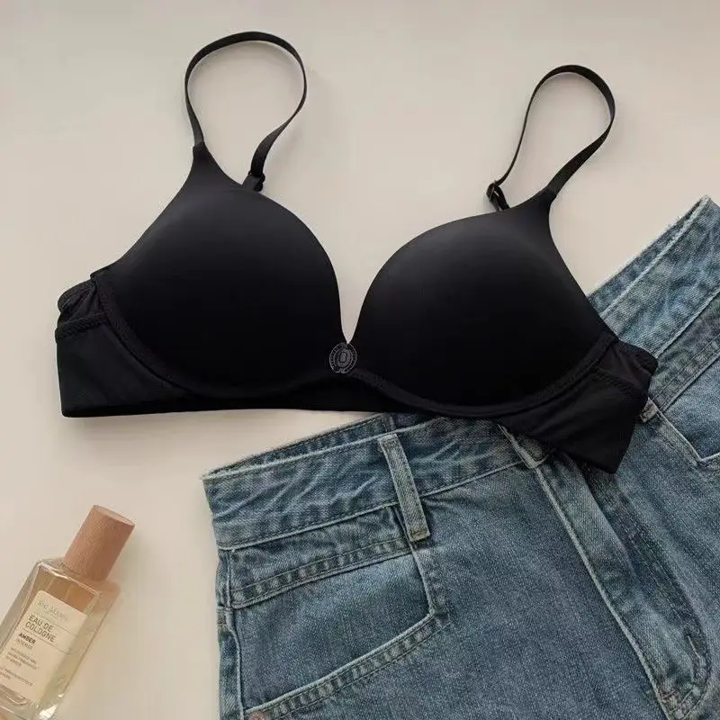 Youthful Nylon Front-Clasp Push-Up Bra, Seamless, for Small Busts, No Empty Cups, Deep Backless, Beautiful Back, Summer Bra