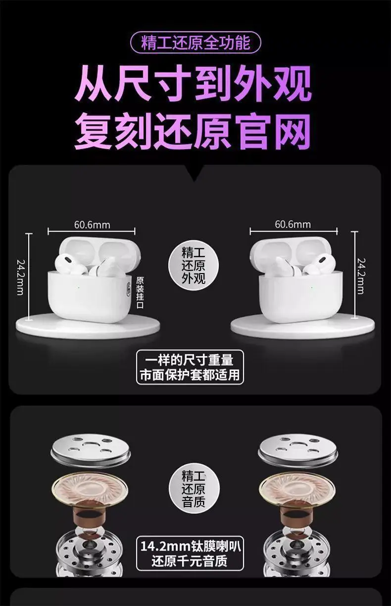 Cross-Border Hot-Selling Product: Huaqiangbei Bluetooth Earphones 5Th and 6Th Generation Pro2 Wireless Type-C with Long Battery Life, Noise Reduction, and Top-Notch Sound Quality — feature 10