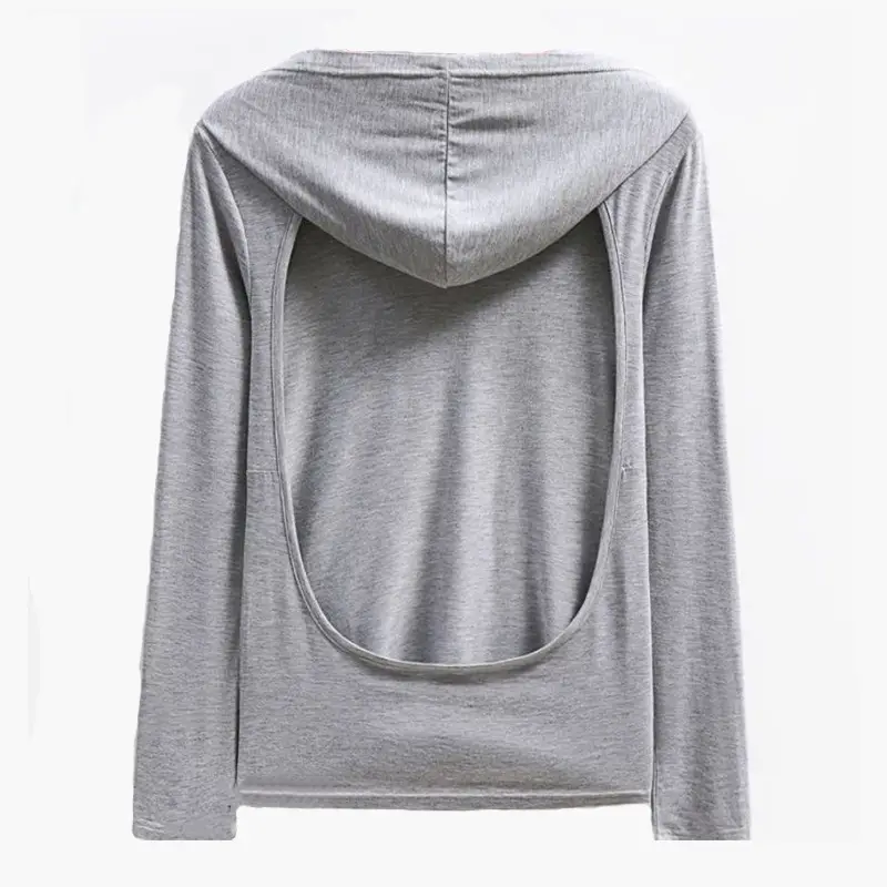 Women's Back-Exposing Top for Sunbathing, Loose Long-Sleeve Sunbathing T-Shirt, Round Neck V-Neck, Artistic Retro Style — feature 10