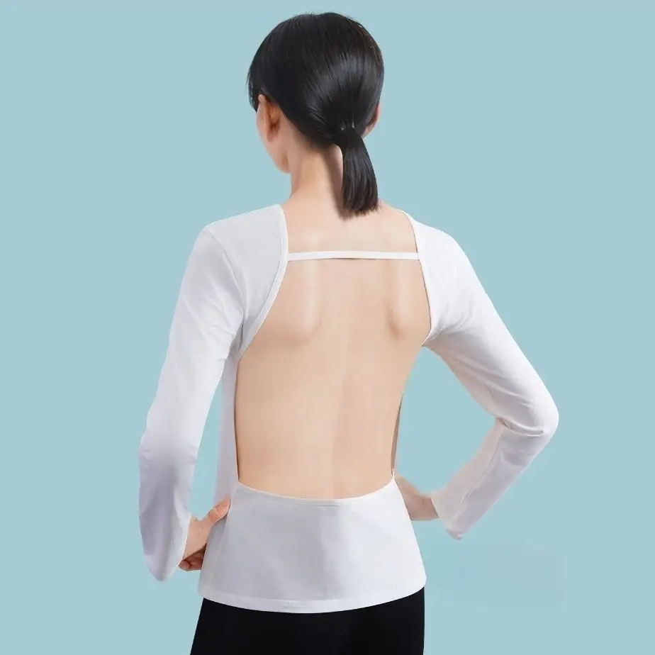 Women's Back-Exposing Top for Sunbathing, Loose Long-Sleeve Sunbathing T-Shirt, Round Neck V-Neck, Artistic Retro Style — feature 2