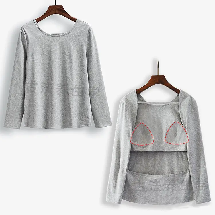 Women's Back-Exposing Top for Sunbathing, Loose Long-Sleeve Sunbathing T-Shirt, Round Neck V-Neck, Artistic Retro Style — feature 8