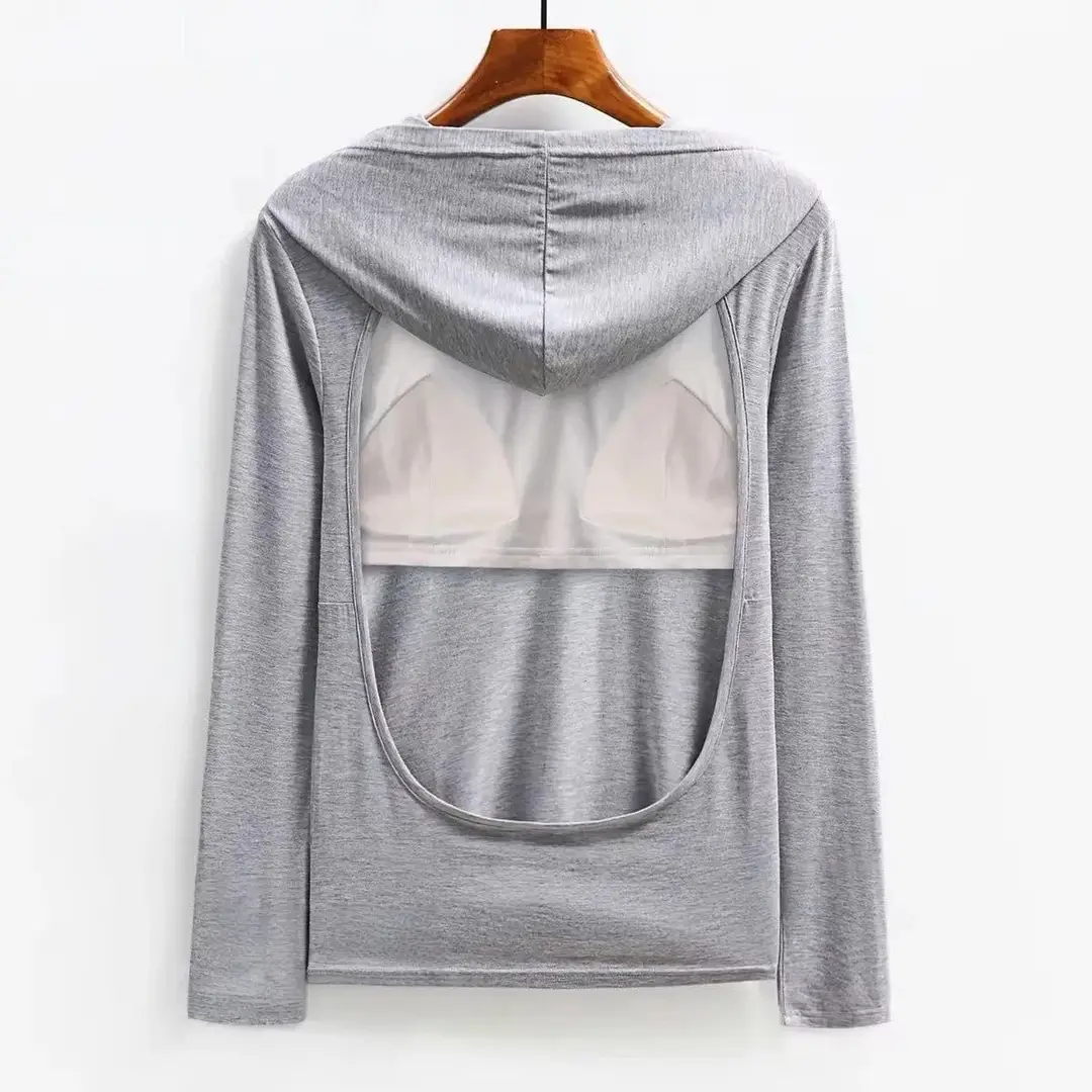 Women's Back-Exposing Top for Sunbathing, Loose Long-Sleeve Sunbathing T-Shirt, Round Neck V-Neck, Artistic Retro Style — feature 9