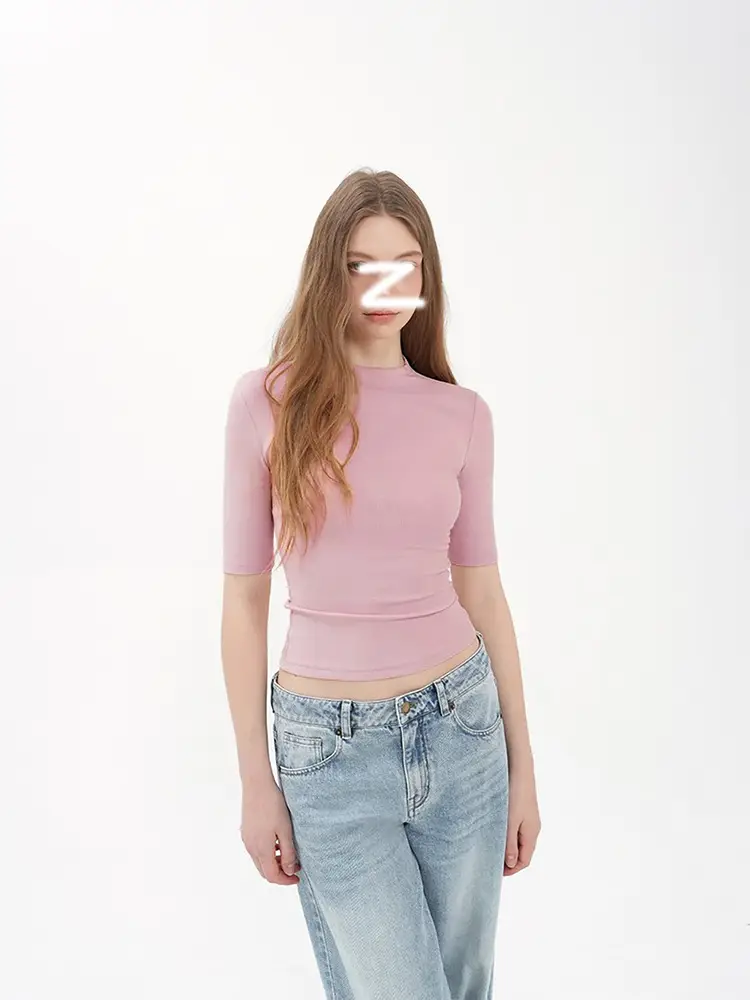 Women's Slim-Fit Round Neck Mid-Sleeve T-Shirt, Flattering and Versatile, Solid Color, Simple Design, Spring/Summer 2026 — feature 4