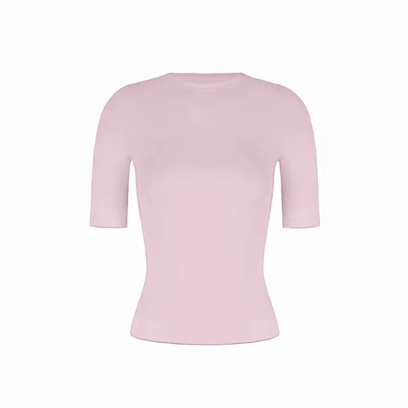 Women's Slim-Fit Round Neck Mid-Sleeve T-Shirt, Flattering and Versatile, Solid Color, Simple Design, Spring/Summer 2026
