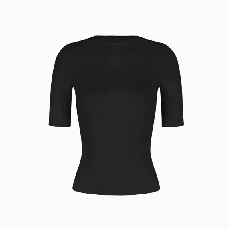 Women's Slim-Fit Round Neck Mid-Sleeve T-Shirt, Flattering and Versatile, Solid Color, Simple Design, Spring/Summer 2026