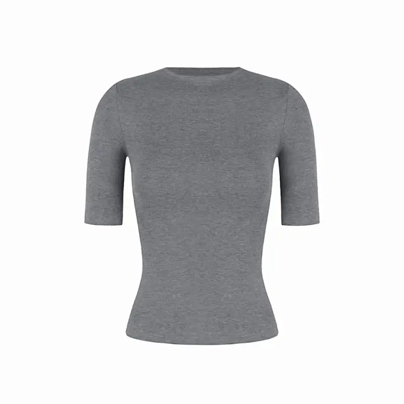 Women's Slim-Fit Round Neck Mid-Sleeve T-Shirt, Flattering and Versatile, Solid Color, Simple Design, Spring/Summer 2026