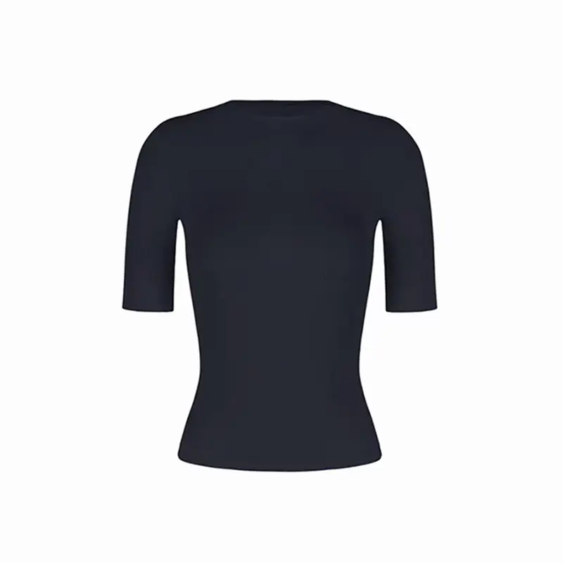Women's Slim-Fit Round Neck Mid-Sleeve T-Shirt, Flattering and Versatile, Solid Color, Simple Design, Spring/Summer 2026