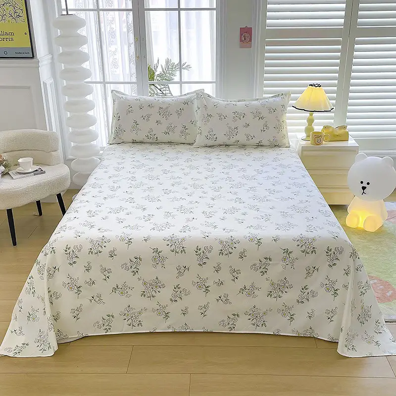 Cross-Border Trade Thickened Aloe Vera Cotton Bed Sheet Single Piece Brushed Fabric Bed Sheet for Student Dormitory and Home Use Double Bed Cover