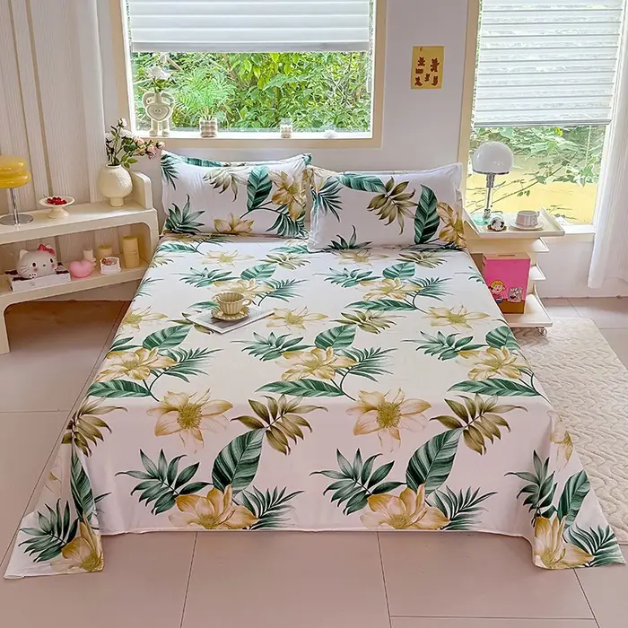 Cross-Border Trade Thickened Aloe Vera Cotton Bed Sheet Single Piece Brushed Fabric Bed Sheet for Student Dormitory and Home Use Double Bed Cover