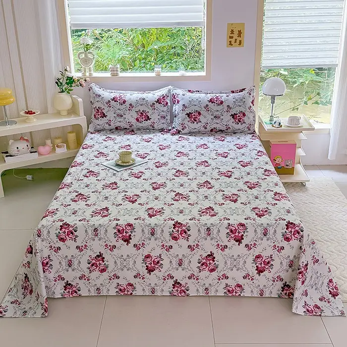Cross-Border Trade Thickened Aloe Vera Cotton Bed Sheet Single Piece Brushed Fabric Bed Sheet for Student Dormitory and Home Use Double Bed Cover