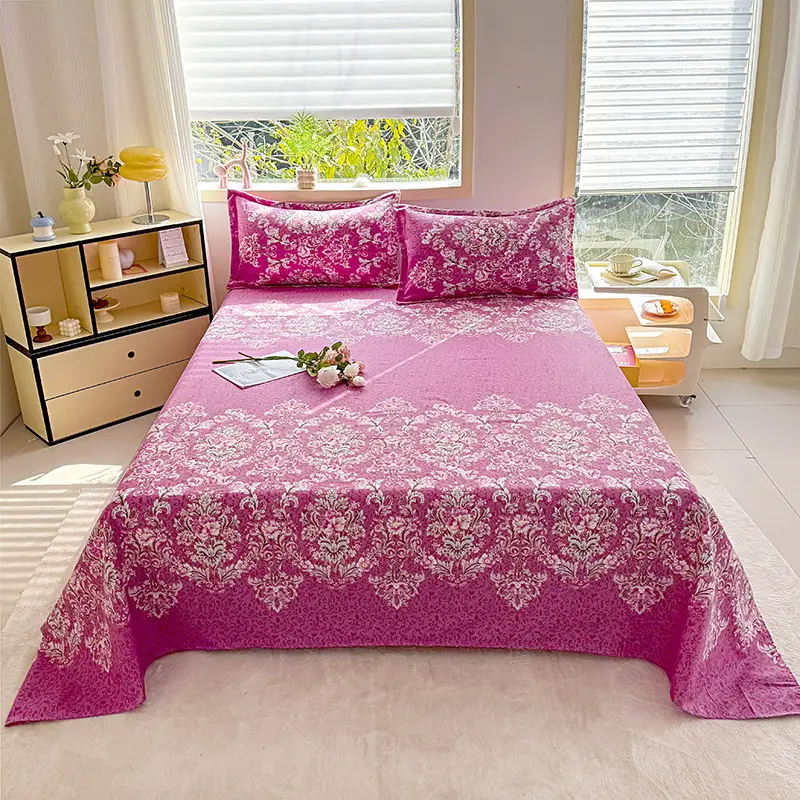 Cross-Border Trade Thickened Aloe Vera Cotton Bed Sheet Single Piece Brushed Fabric Bed Sheet for Student Dormitory and Home Use Double Bed Cover