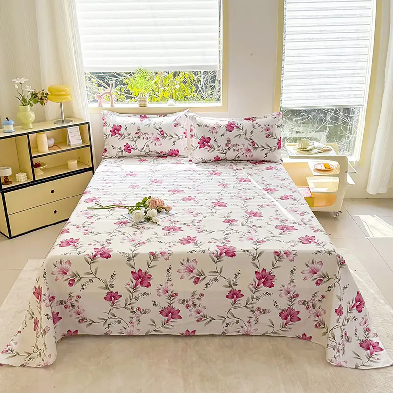 Cross-Border Trade Thickened Aloe Vera Cotton Bed Sheet Single Piece Brushed Fabric Bed Sheet for Student Dormitory and Home Use Double Bed Cover