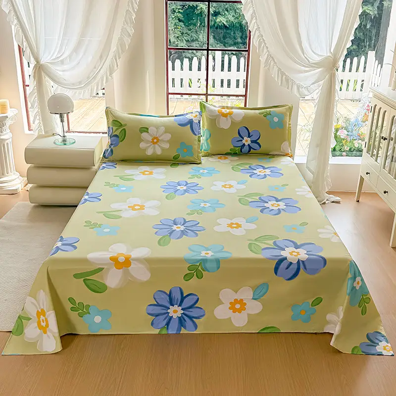 Cross-Border Trade Thickened Aloe Vera Cotton Bed Sheet Single Piece Brushed Fabric Bed Sheet for Student Dormitory and Home Use Double Bed Cover