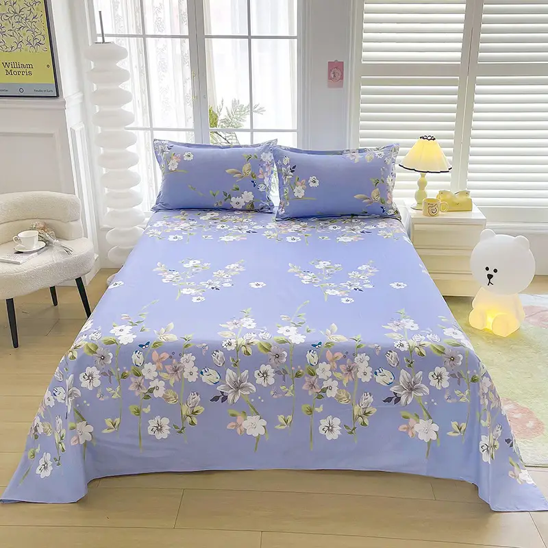 Cross-Border Trade Thickened Aloe Vera Cotton Bed Sheet Single Piece Brushed Fabric Bed Sheet for Student Dormitory and Home Use Double Bed Cover