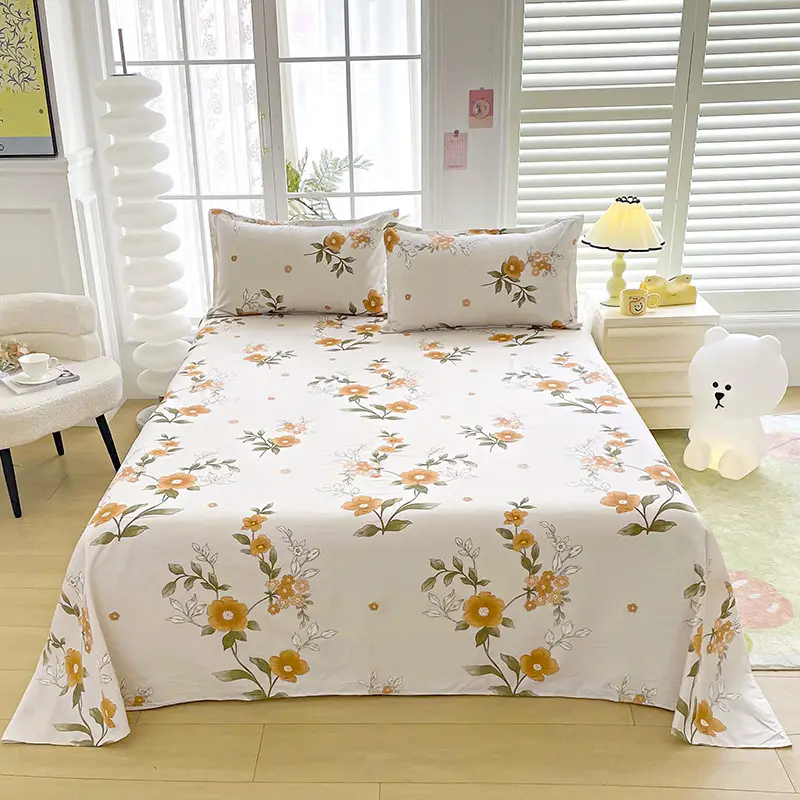 Cross-Border Trade Thickened Aloe Vera Cotton Bed Sheet Single Piece Brushed Fabric Bed Sheet for Student Dormitory and Home Use Double Bed Cover