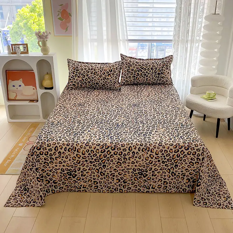 Cross-Border Trade Thickened Aloe Vera Cotton Bed Sheet Single Piece Brushed Fabric Bed Sheet for Student Dormitory and Home Use Double Bed Cover
