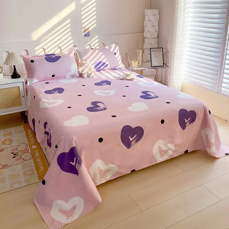 Cross-Border Trade Thickened Aloe Vera Cotton Bed Sheet Single Piece Brushed Fabric Bed Sheet for Student Dormitory and Home Use Double Bed Cover