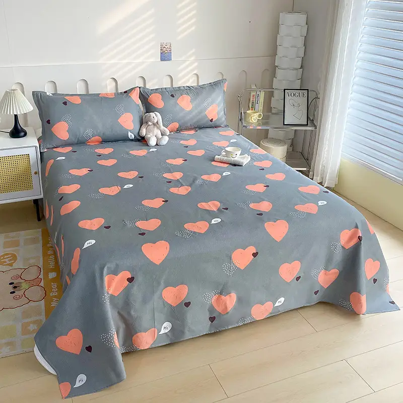 Cross-Border Trade Thickened Aloe Vera Cotton Bed Sheet Single Piece Brushed Fabric Bed Sheet for Student Dormitory and Home Use Double Bed Cover