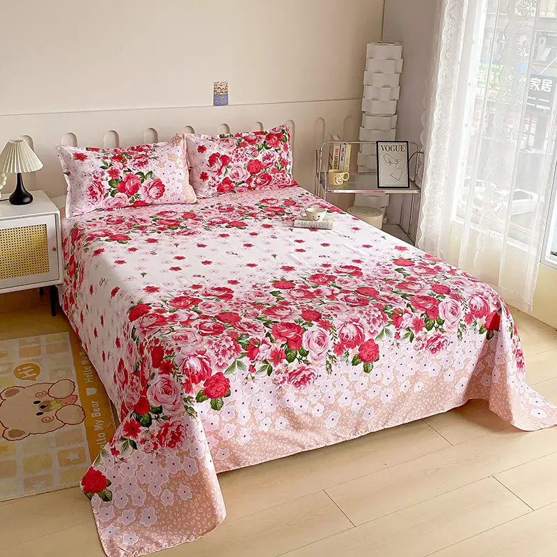 Cross-Border Trade Thickened Aloe Vera Cotton Bed Sheet Single Piece Brushed Fabric Bed Sheet for Student Dormitory and Home Use Double Bed Cover