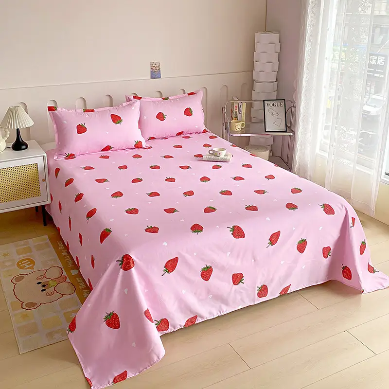 Cross-Border Trade Thickened Aloe Vera Cotton Bed Sheet Single Piece Brushed Fabric Bed Sheet for Student Dormitory and Home Use Double Bed Cover
