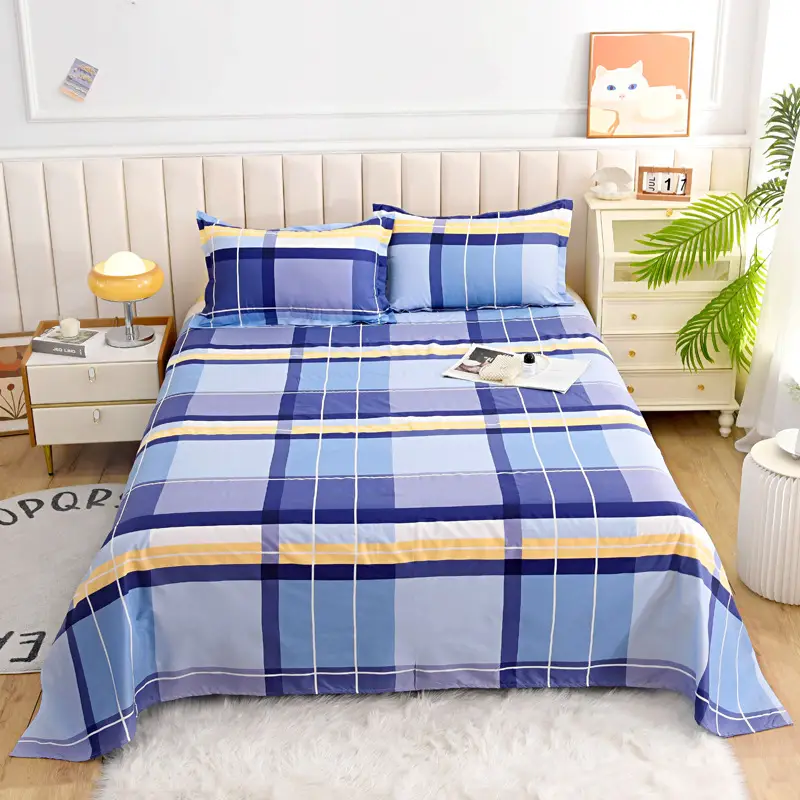 Cross-Border Trade Thickened Aloe Vera Cotton Bed Sheet Single Piece Brushed Fabric Bed Sheet for Student Dormitory and Home Use Double Bed Cover