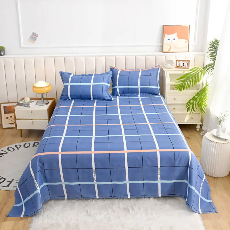 Cross-Border Trade Thickened Aloe Vera Cotton Bed Sheet Single Piece Brushed Fabric Bed Sheet for Student Dormitory and Home Use Double Bed Cover