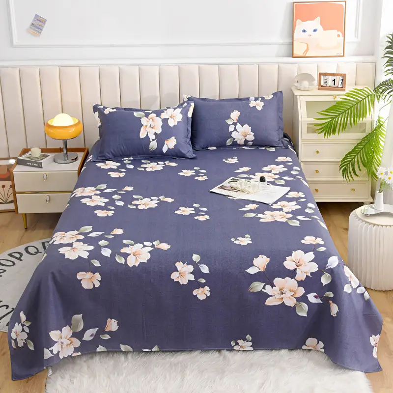 Cross-Border Trade Thickened Aloe Vera Cotton Bed Sheet Single Piece Brushed Fabric Bed Sheet for Student Dormitory and Home Use Double Bed Cover