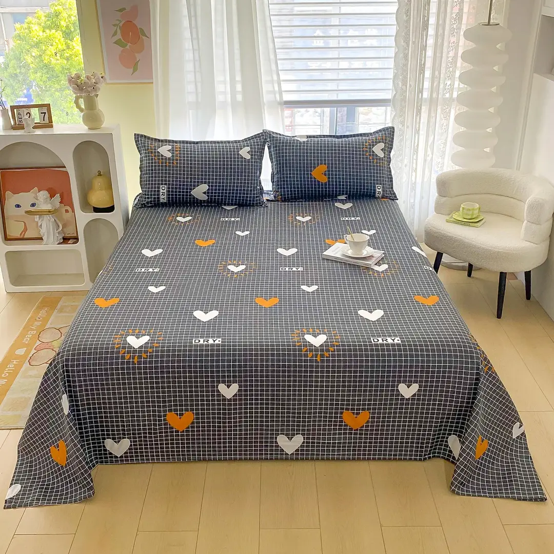 Cross-Border Trade Thickened Aloe Vera Cotton Bed Sheet Single Piece Brushed Fabric Bed Sheet for Student Dormitory and Home Use Double Bed Cover