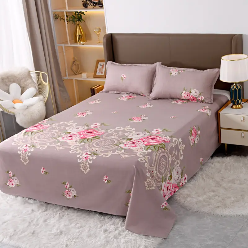 Cross-Border Trade Thickened Aloe Vera Cotton Bed Sheet Single Piece Brushed Fabric Bed Sheet for Student Dormitory and Home Use Double Bed Cover