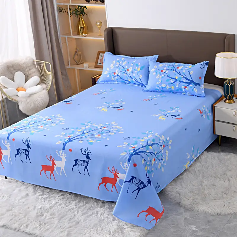 Cross-Border Trade Thickened Aloe Vera Cotton Bed Sheet Single Piece Brushed Fabric Bed Sheet for Student Dormitory and Home Use Double Bed Cover