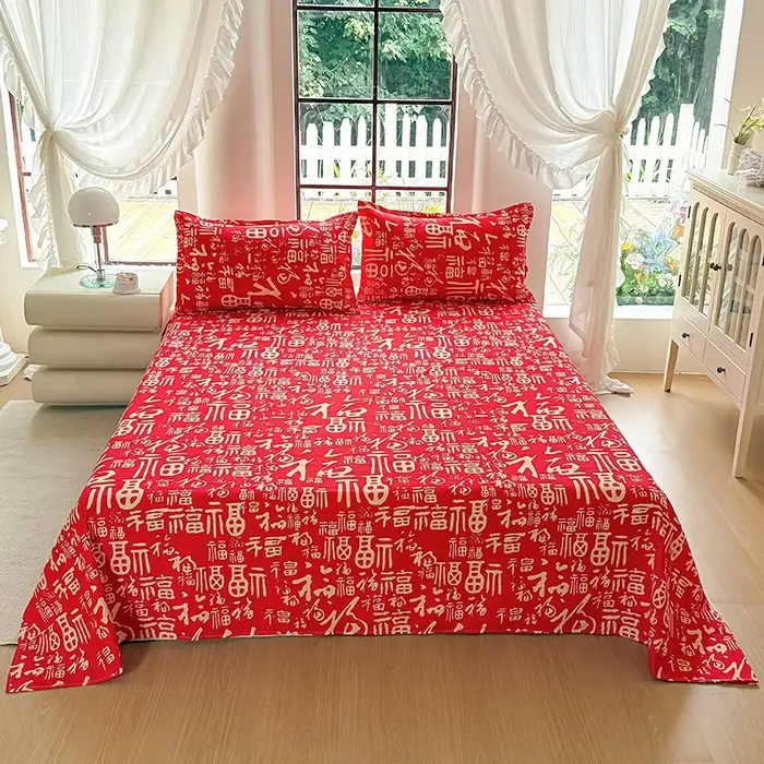 Cross-Border Trade Thickened Aloe Vera Cotton Bed Sheet Single Piece Brushed Fabric Bed Sheet for Student Dormitory and Home Use Double Bed Cover