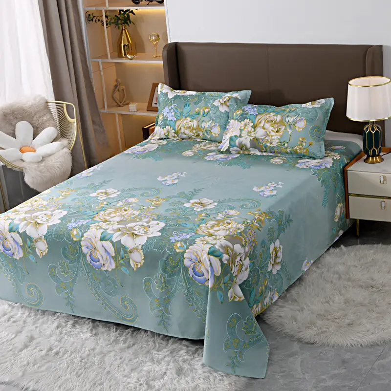 Cross-Border Trade Thickened Aloe Vera Cotton Bed Sheet Single Piece Brushed Fabric Bed Sheet for Student Dormitory and Home Use Double Bed Cover