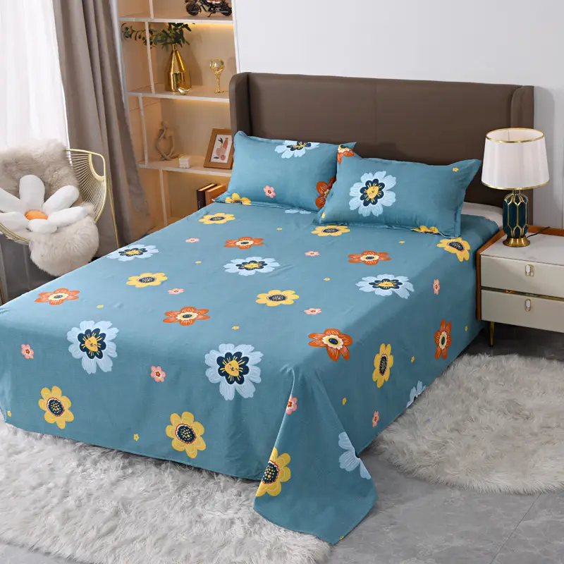 Cross-Border Trade Thickened Aloe Vera Cotton Bed Sheet Single Piece Brushed Fabric Bed Sheet for Student Dormitory and Home Use Double Bed Cover