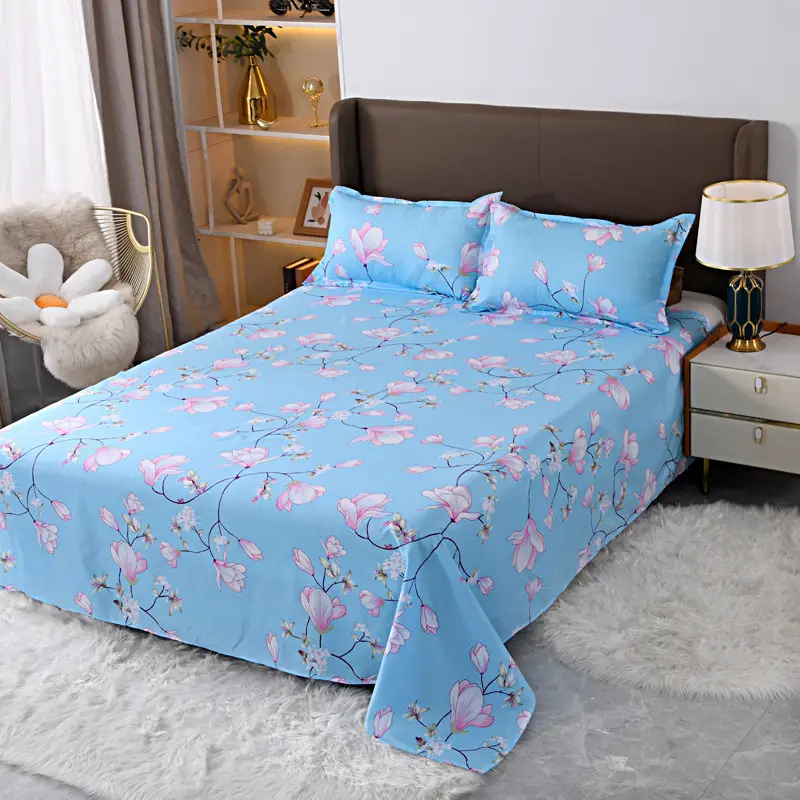 Cross-Border Trade Thickened Aloe Vera Cotton Bed Sheet Single Piece Brushed Fabric Bed Sheet for Student Dormitory and Home Use Double Bed Cover
