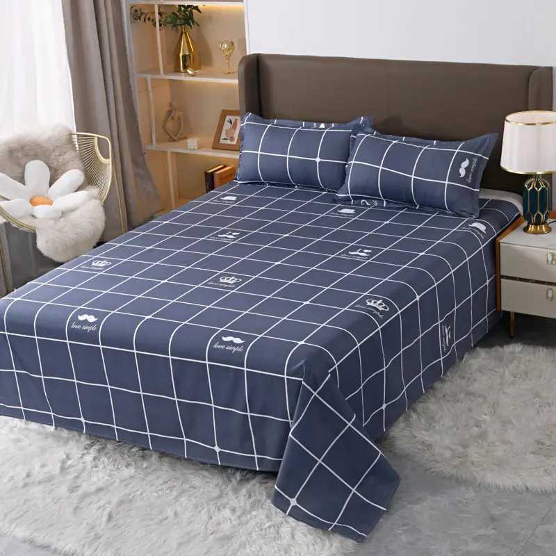 Cross-Border Trade Thickened Aloe Vera Cotton Bed Sheet Single Piece Brushed Fabric Bed Sheet for Student Dormitory and Home Use Double Bed Cover