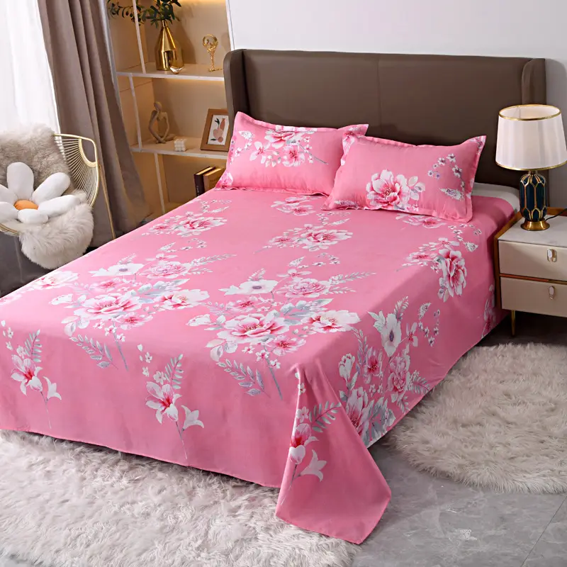 Cross-Border Trade Thickened Aloe Vera Cotton Bed Sheet Single Piece Brushed Fabric Bed Sheet for Student Dormitory and Home Use Double Bed Cover