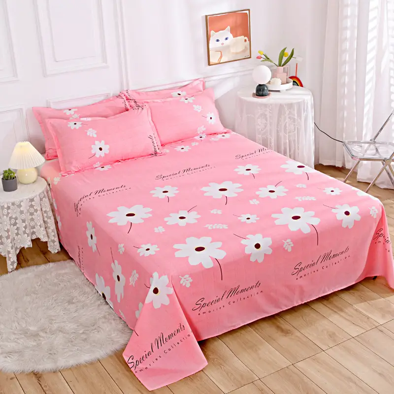 Cross-Border Trade Thickened Aloe Vera Cotton Bed Sheet Single Piece Brushed Fabric Bed Sheet for Student Dormitory and Home Use Double Bed Cover