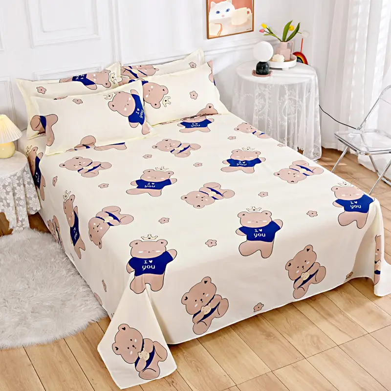 Cross-Border Trade Thickened Aloe Vera Cotton Bed Sheet Single Piece Brushed Fabric Bed Sheet for Student Dormitory and Home Use Double Bed Cover