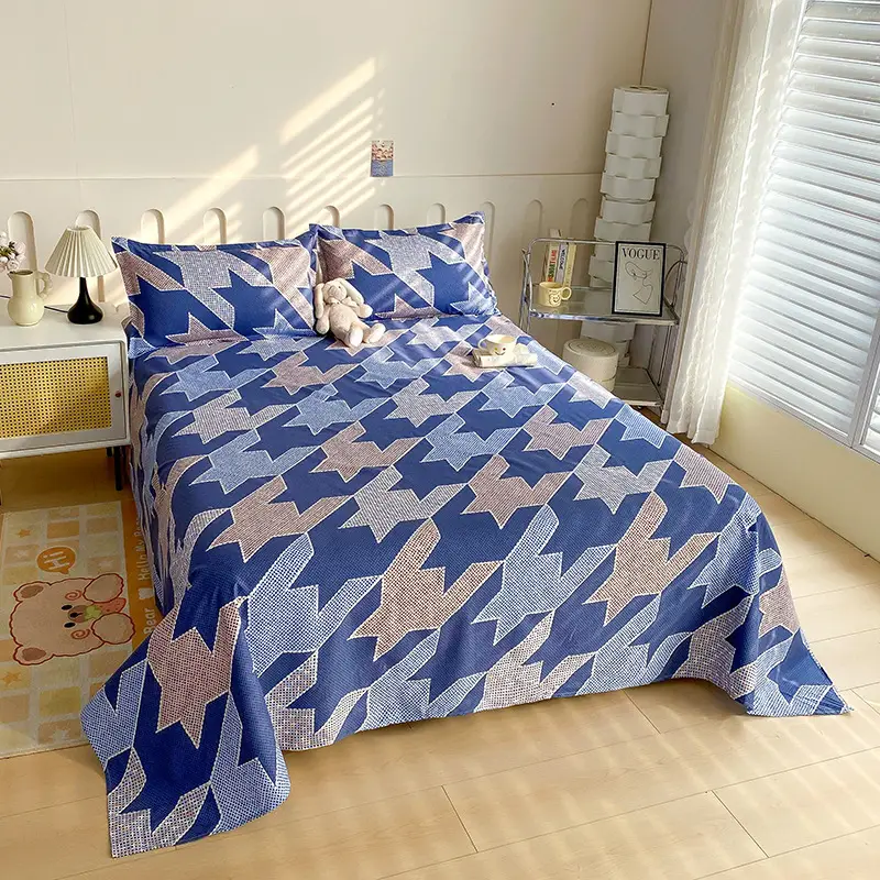 Cross-Border Trade Thickened Aloe Vera Cotton Bed Sheet Single Piece Brushed Fabric Bed Sheet for Student Dormitory and Home Use Double Bed Cover