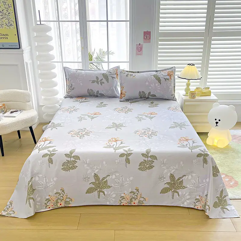 Cross-Border Trade Thickened Aloe Vera Cotton Bed Sheet Single Piece Brushed Fabric Bed Sheet for Student Dormitory and Home Use Double Bed Cover