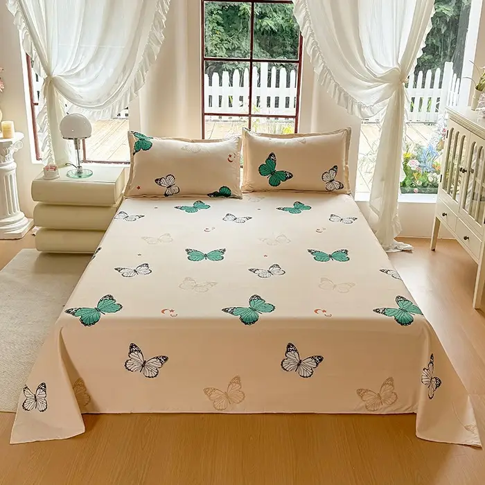 Cross-Border Trade Thickened Aloe Vera Cotton Bed Sheet Single Piece Brushed Fabric Bed Sheet for Student Dormitory and Home Use Double Bed Cover
