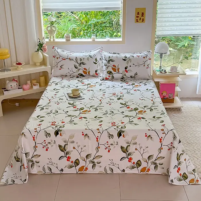 Cross-Border Trade Thickened Aloe Vera Cotton Bed Sheet Single Piece Brushed Fabric Bed Sheet for Student Dormitory and Home Use Double Bed Cover
