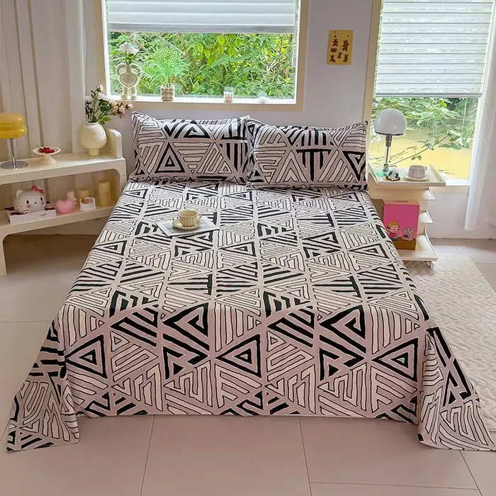 Cross-Border Trade Thickened Aloe Vera Cotton Bed Sheet Single Piece Brushed Fabric Bed Sheet for Student Dormitory and Home Use Double Bed Cover