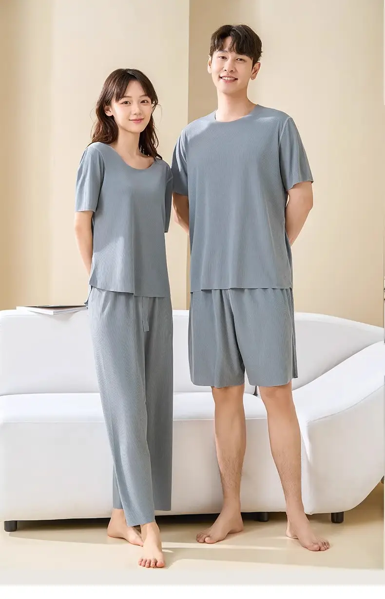 Plus-Size Summer Ice Silk Pajamas Two-Piece Short-Sleeve Set for Women, New Style Loungewear, Casual Loose Wide-Leg Pants Sleepwear — feature 21
