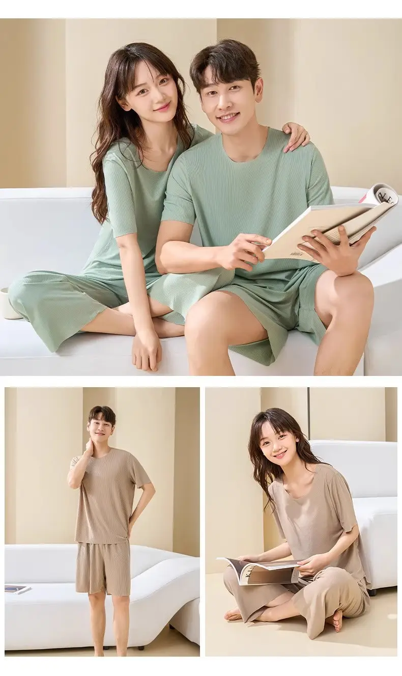 Plus-Size Summer Ice Silk Pajamas Two-Piece Short-Sleeve Set for Women, New Style Loungewear, Casual Loose Wide-Leg Pants Sleepwear — feature 23