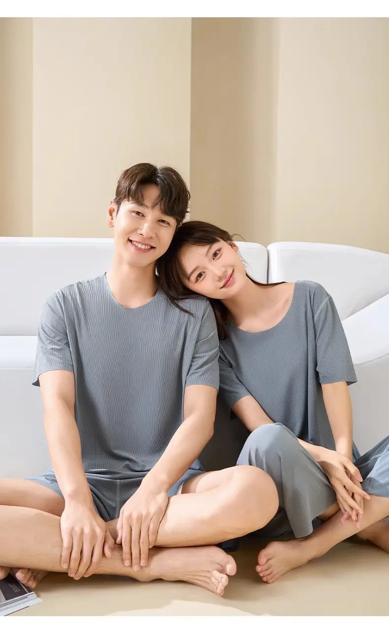 Plus-Size Summer Ice Silk Pajamas Two-Piece Short-Sleeve Set for Women, New Style Loungewear, Casual Loose Wide-Leg Pants Sleepwear — feature 25