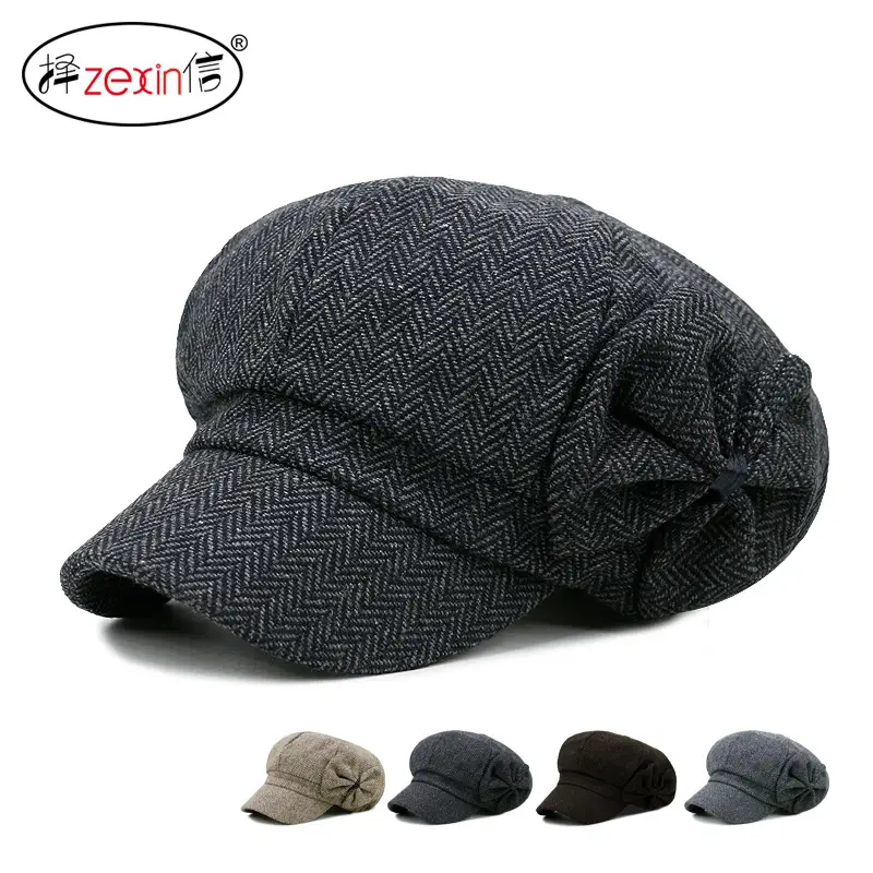 Women's Plaid Winter Beret Cap Autumn Style